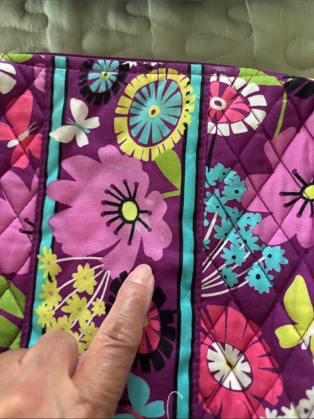 Vera Bradley Retired Flutterby Quilted Floral Lined Cosmetic Pouches Bags 2 - Picture 6 of 14